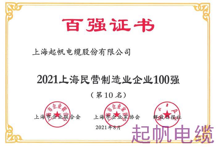 2021年上海民營(yíng)制造業(yè)企業(yè)100強(qiáng)